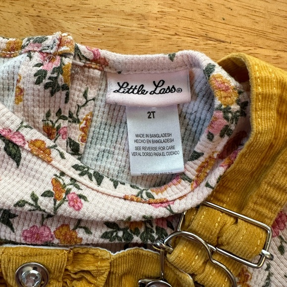 Little Lass Girls Shirt with matching overalls size 2T - Picture 2 of 4